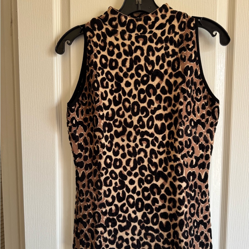 Milly Leopard Print Top in Black and Tan